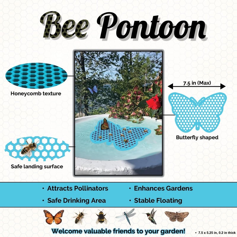 BEE PONTOON Bee Watering Station, Butterfly Watering Station, Garden Decor - Butterfly - Blue -1 Pc - Image 4